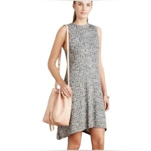 Anthropologie Maeve Sleeveless Gray Textured Midi Dress with Pockets